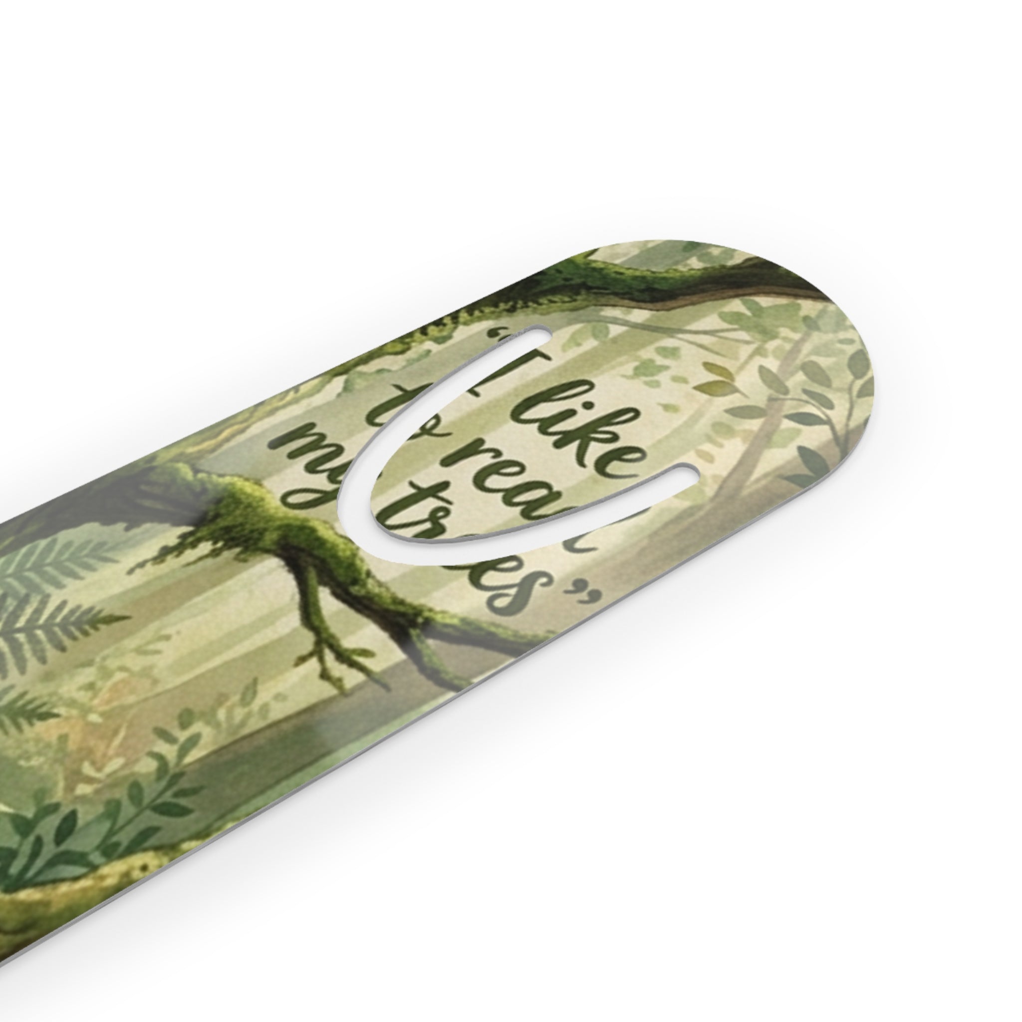 Forest Reading Bookmark — "I Like to Read My Trees" Metal Page Marker